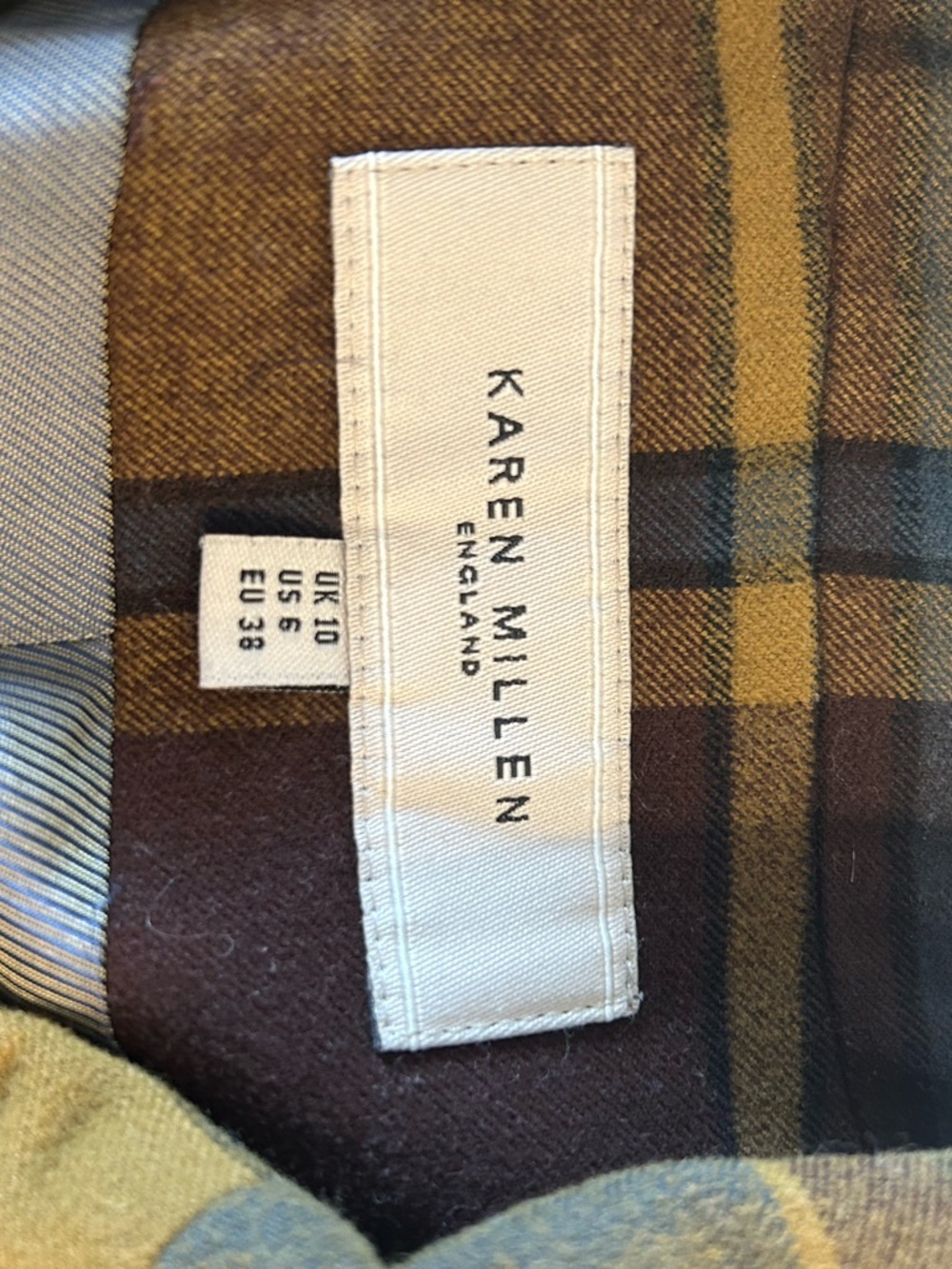 Karen Millen Brown & Mustard Plaid Coat